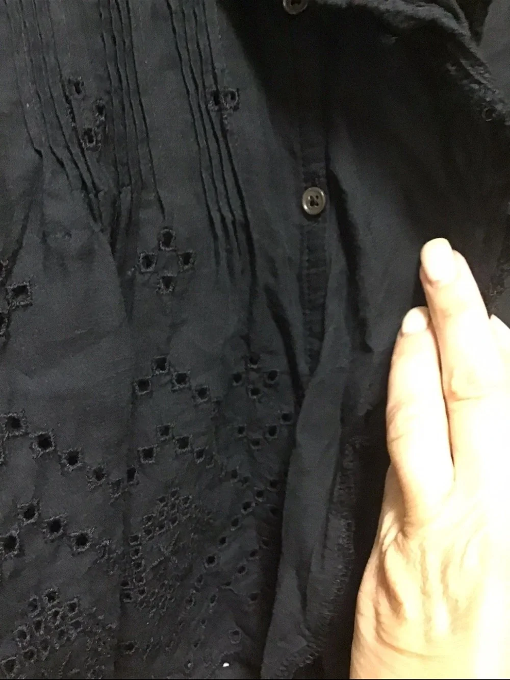Madewell The Blaire Black Ruffled Eyelet Blouse